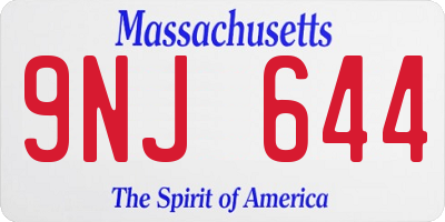 MA license plate 9NJ644
