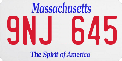 MA license plate 9NJ645