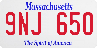 MA license plate 9NJ650