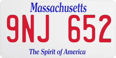 MA license plate 9NJ652