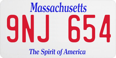 MA license plate 9NJ654
