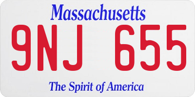 MA license plate 9NJ655