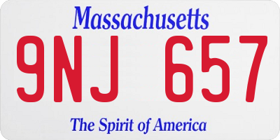 MA license plate 9NJ657