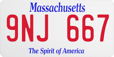 MA license plate 9NJ667