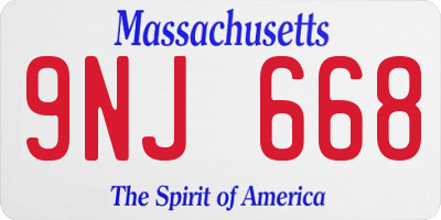 MA license plate 9NJ668
