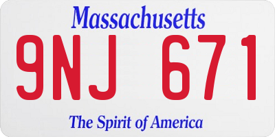 MA license plate 9NJ671