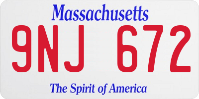 MA license plate 9NJ672