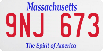 MA license plate 9NJ673