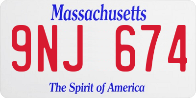 MA license plate 9NJ674