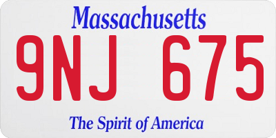 MA license plate 9NJ675