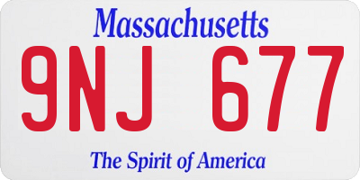 MA license plate 9NJ677