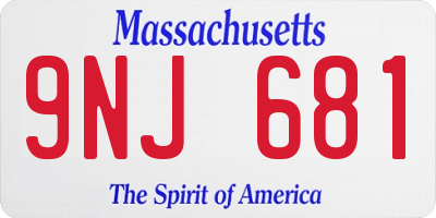 MA license plate 9NJ681