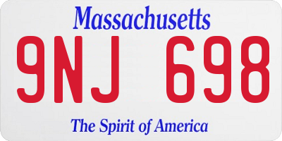 MA license plate 9NJ698