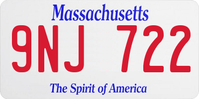 MA license plate 9NJ722