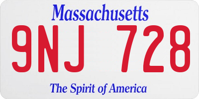 MA license plate 9NJ728