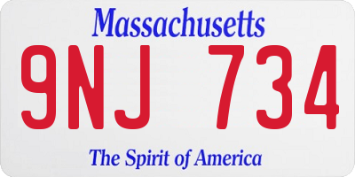 MA license plate 9NJ734