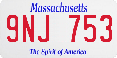 MA license plate 9NJ753