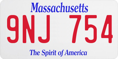 MA license plate 9NJ754