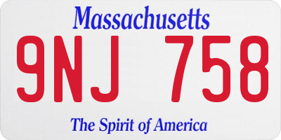 MA license plate 9NJ758