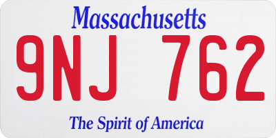 MA license plate 9NJ762