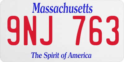 MA license plate 9NJ763