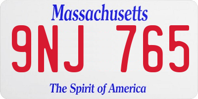 MA license plate 9NJ765