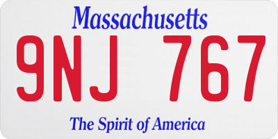 MA license plate 9NJ767