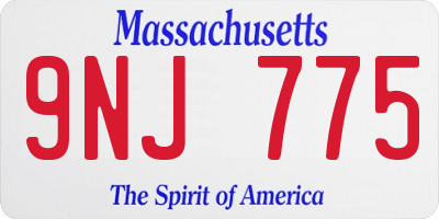 MA license plate 9NJ775