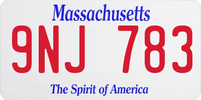 MA license plate 9NJ783