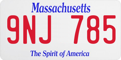MA license plate 9NJ785