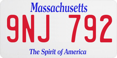 MA license plate 9NJ792