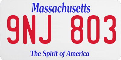MA license plate 9NJ803