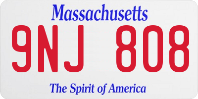MA license plate 9NJ808