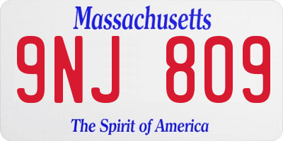 MA license plate 9NJ809