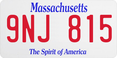 MA license plate 9NJ815