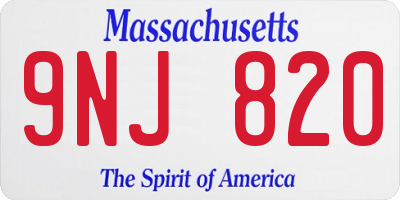 MA license plate 9NJ820