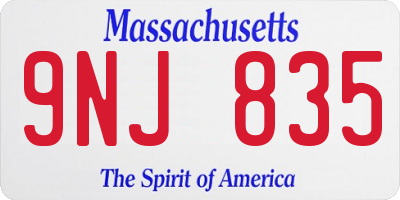 MA license plate 9NJ835