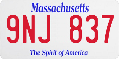 MA license plate 9NJ837