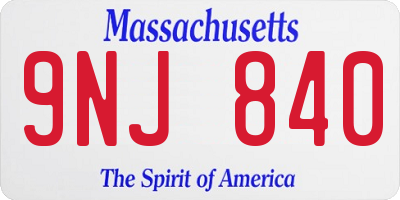 MA license plate 9NJ840