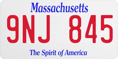 MA license plate 9NJ845