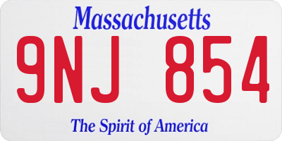 MA license plate 9NJ854