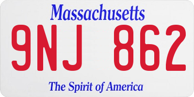 MA license plate 9NJ862