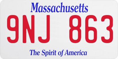 MA license plate 9NJ863