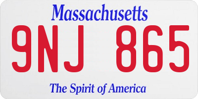 MA license plate 9NJ865