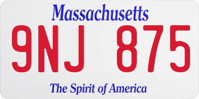 MA license plate 9NJ875