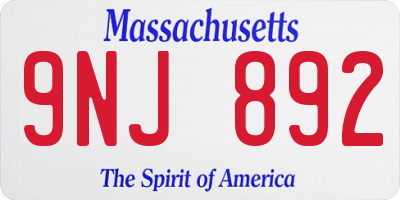 MA license plate 9NJ892