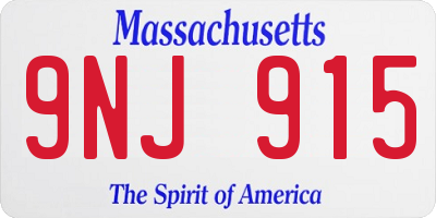 MA license plate 9NJ915