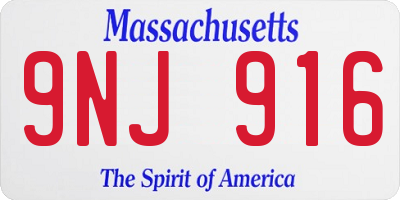 MA license plate 9NJ916