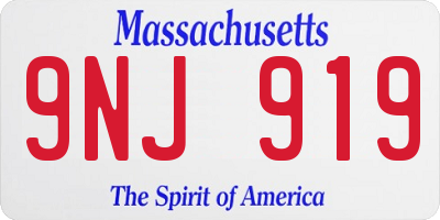 MA license plate 9NJ919