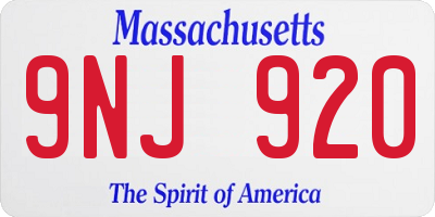 MA license plate 9NJ920